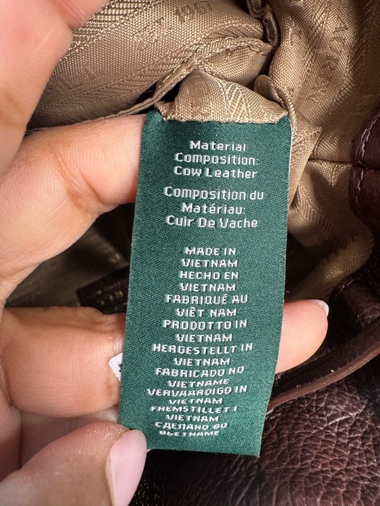 Lauren Ralph Lauren Fringe Leather Bucket Bag Brown Boho Western - Picture 9 of 11